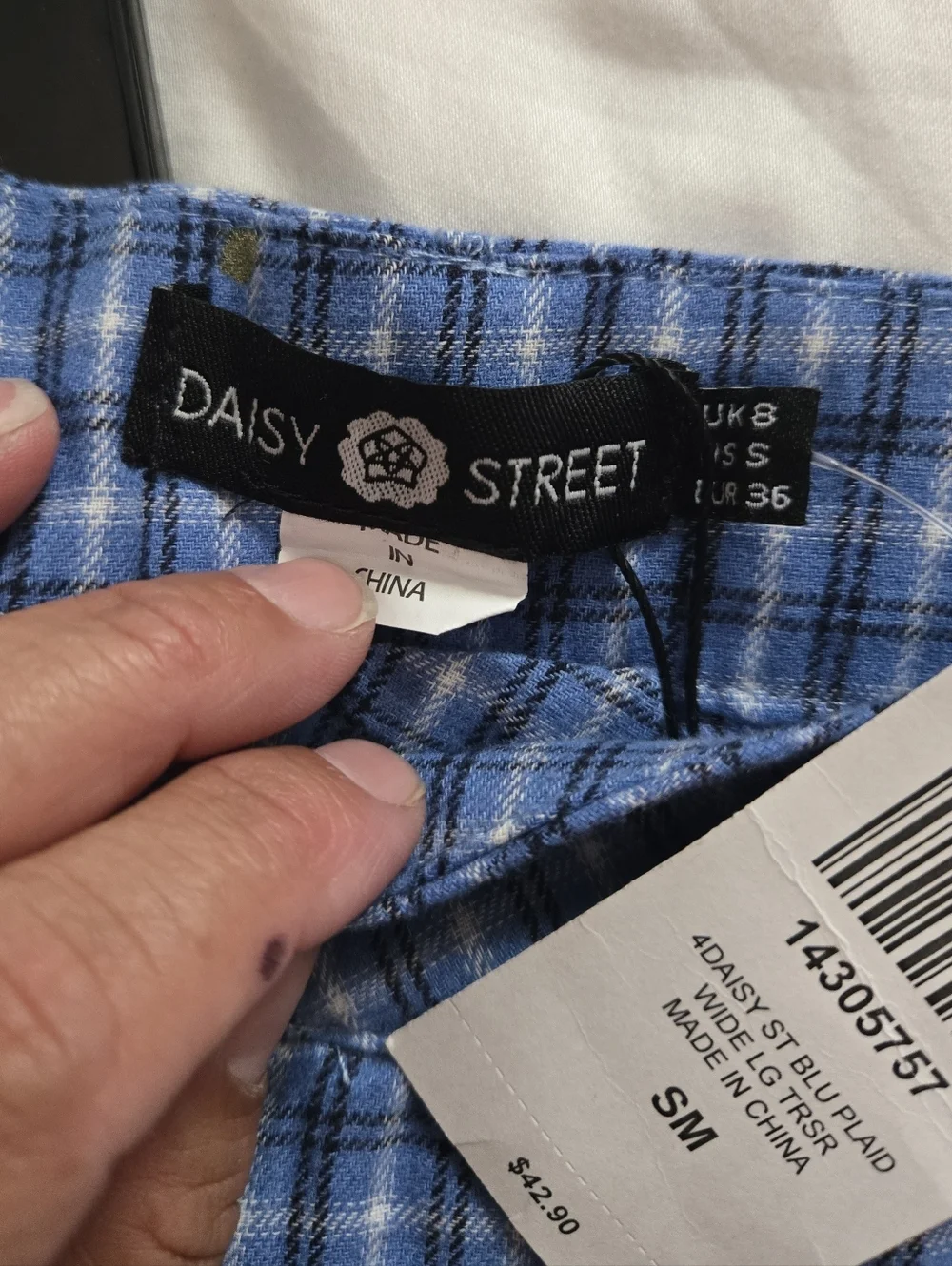 Daisy Street For Hot Topic Blue Plaid Wide Leg Trouser Blue NWT Sz Small